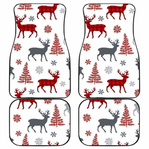 Deer Tree Snowflakes Chrismas Pattern Front And Back Car Mats