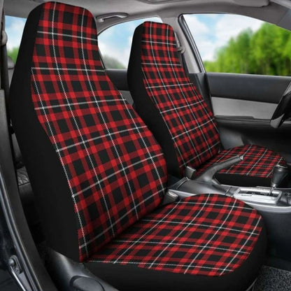 Red, Black And White Plaid Tartan Car Seat Covers