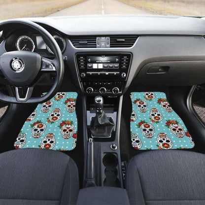 Set Of Sugar Skull Car Mas, Car Floor Mats