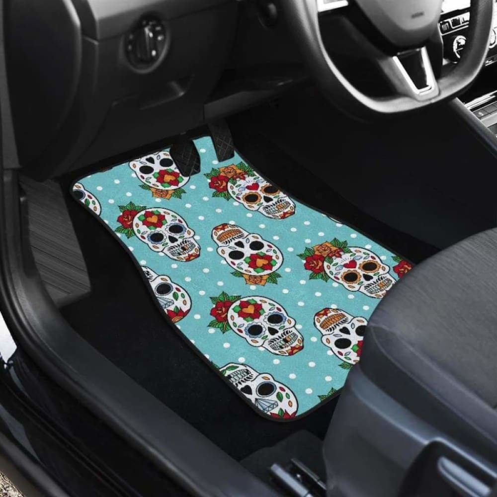 Set Of Sugar Skull Car Mas, Car Floor Mats