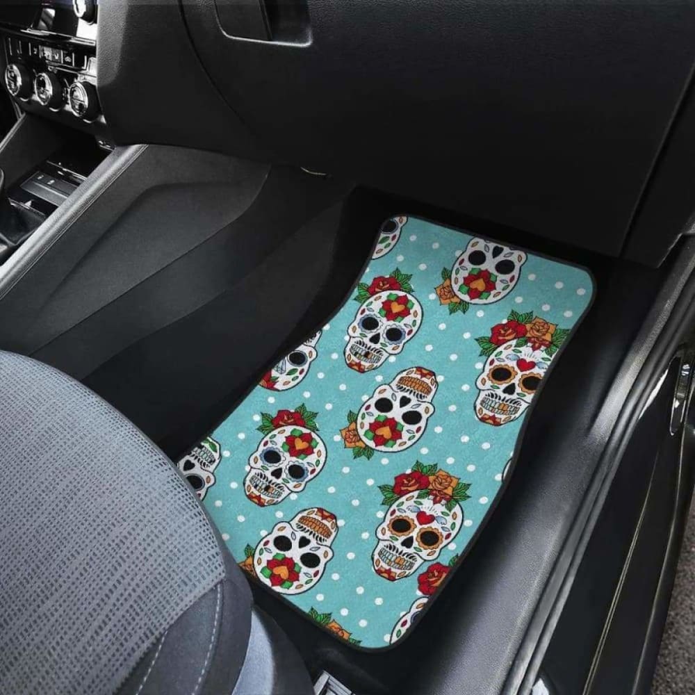 Set Of Sugar Skull Car Mas, Car Floor Mats