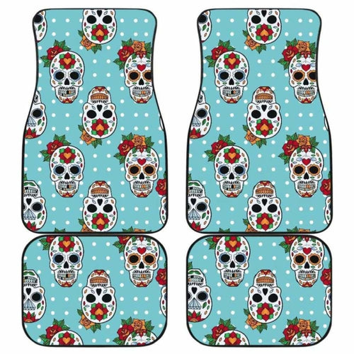 Set Of Sugar Skull Car Mas, Car Floor Mats