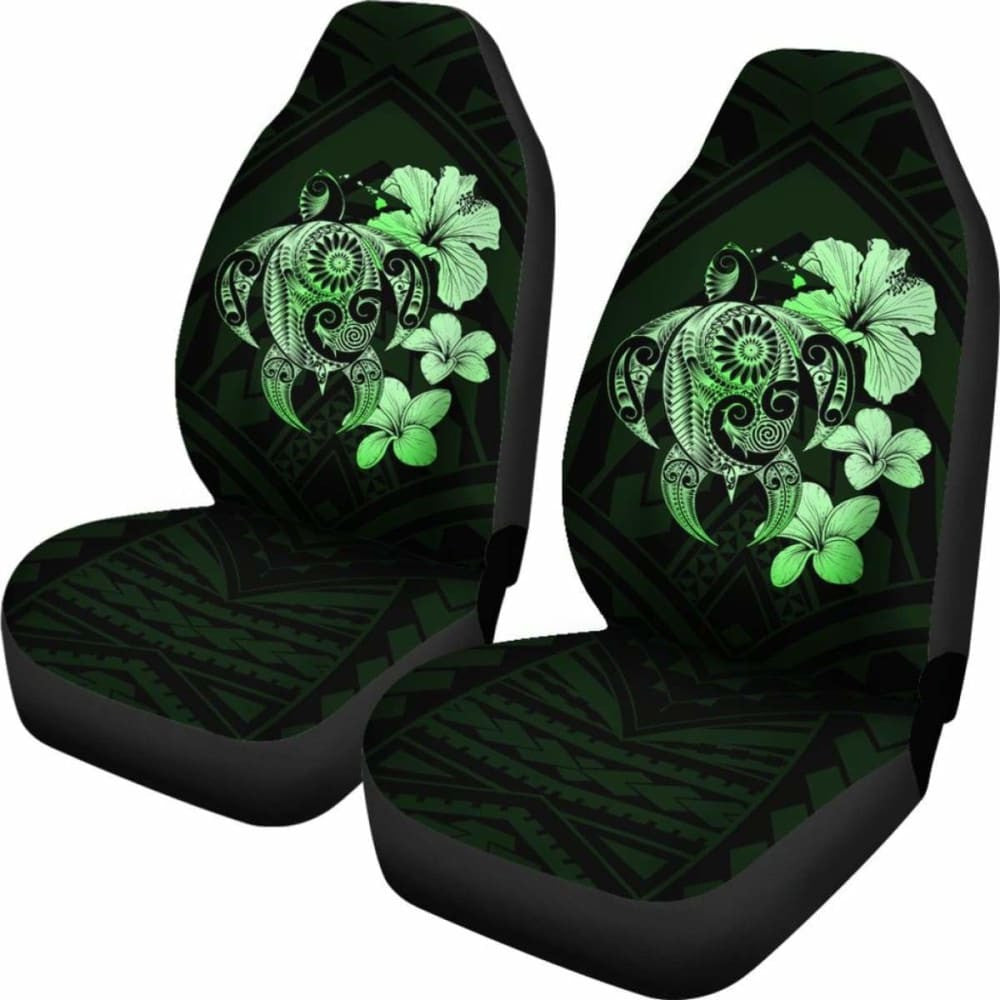 Hibiscus Plumeria Mix Polynesian Green Turtle Car Seat Covers - New - Awesome