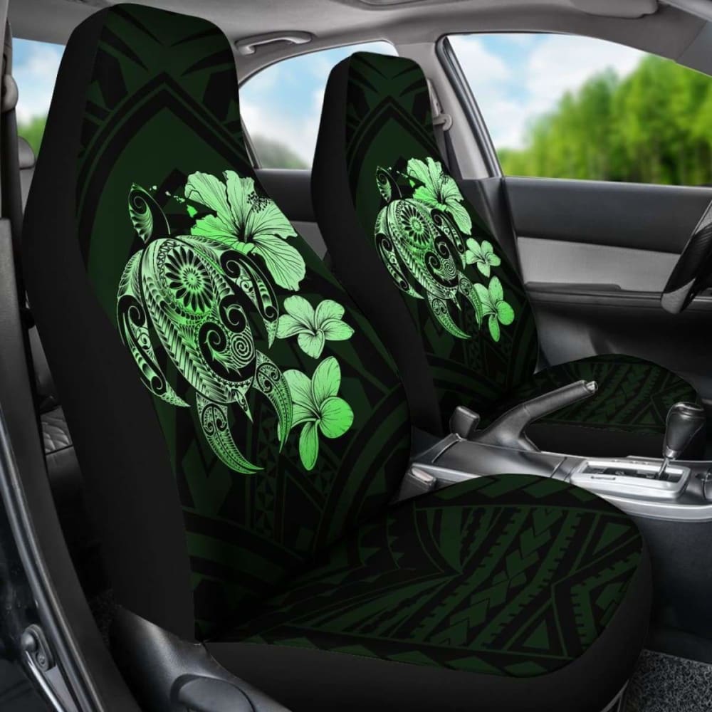 Hibiscus Plumeria Mix Polynesian Green Turtle Car Seat Covers - New - Awesome