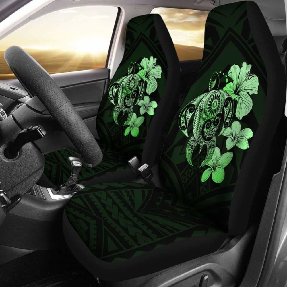 Hibiscus Plumeria Mix Polynesian Green Turtle Car Seat Covers - New - Awesome