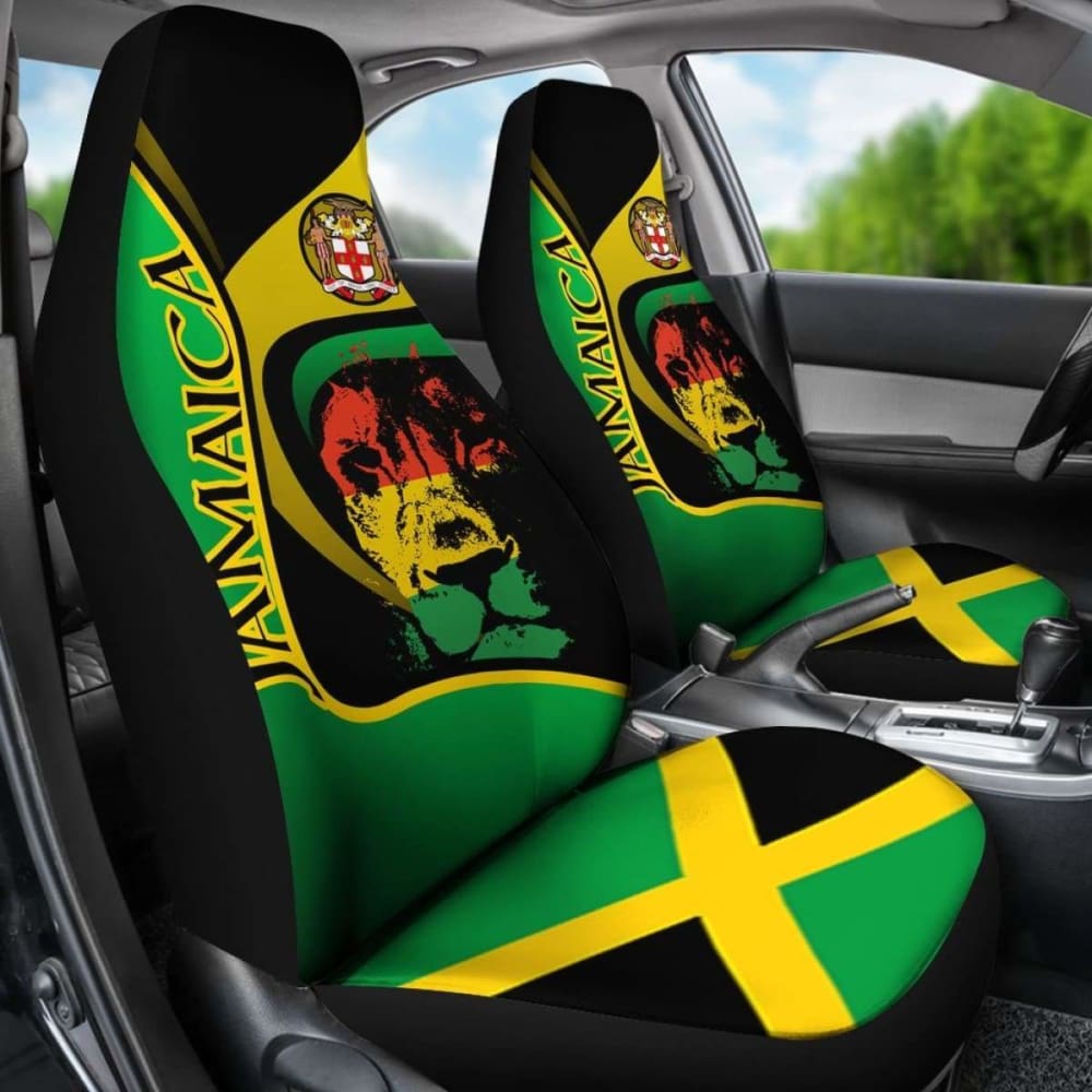 Jamaica Car Seat Covers - Jamaican Lion With Coat Of Arms - Amazing