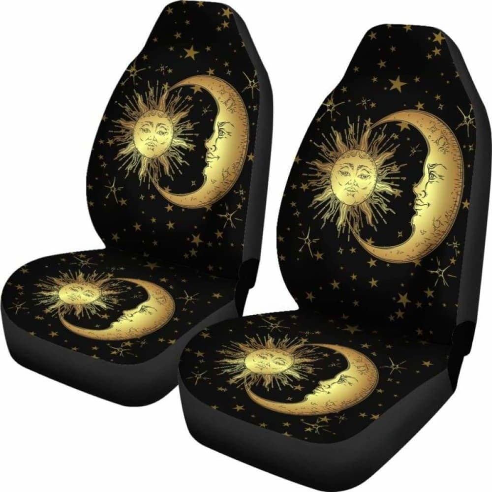 Gold Sun Moon Car Seat Cover