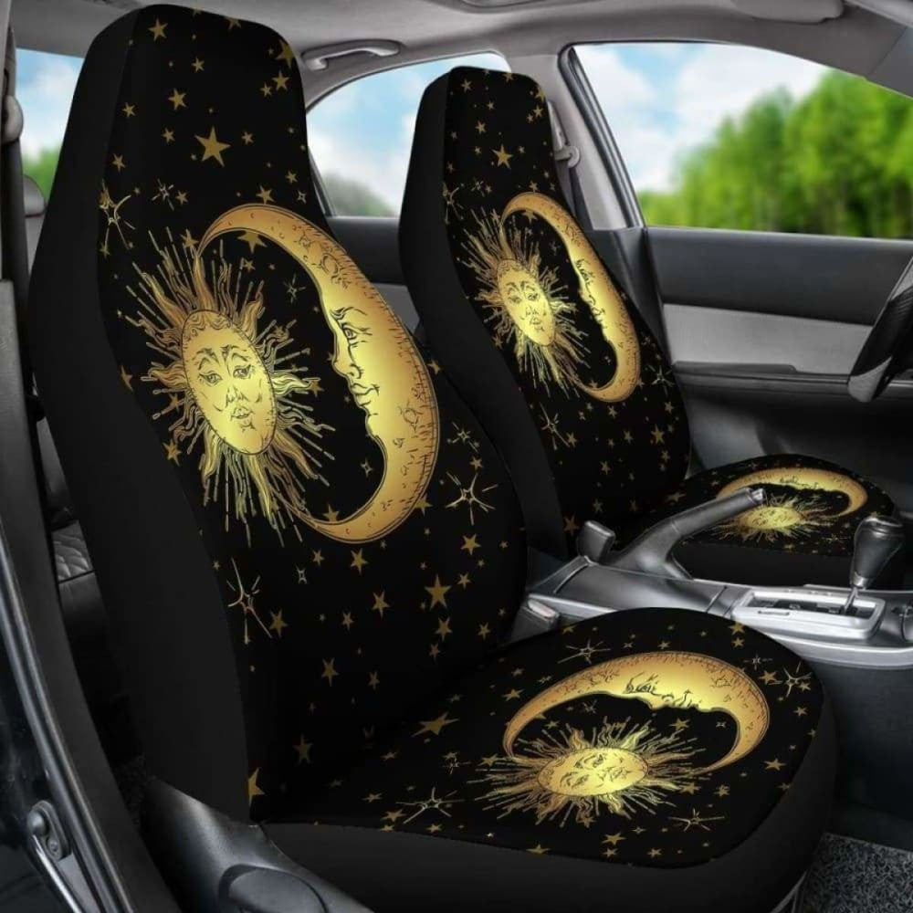 Gold Sun Moon Car Seat Cover