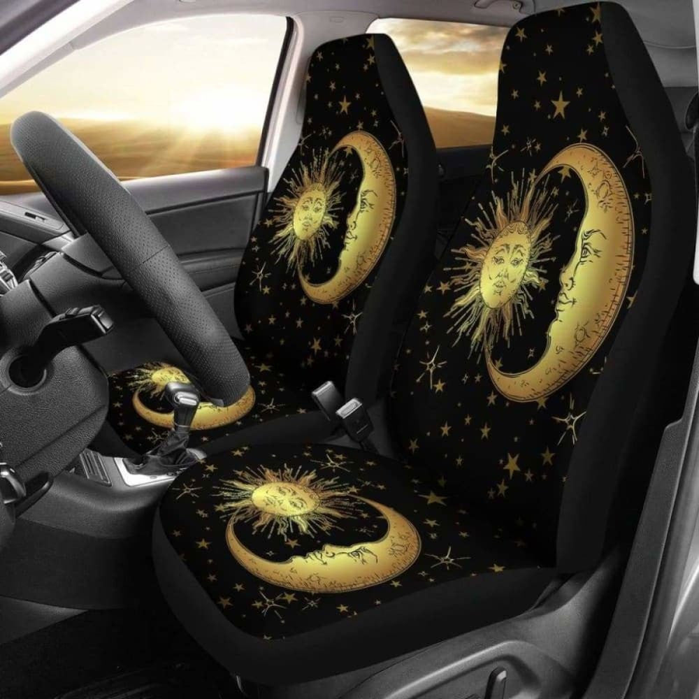 Gold Sun Moon Car Seat Cover