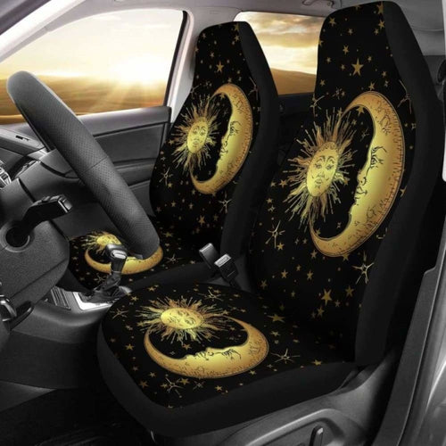Gold Sun Moon Car Seat Cover