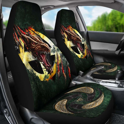 Celtic Cross Flag With Red Dragon Car Seat Covers