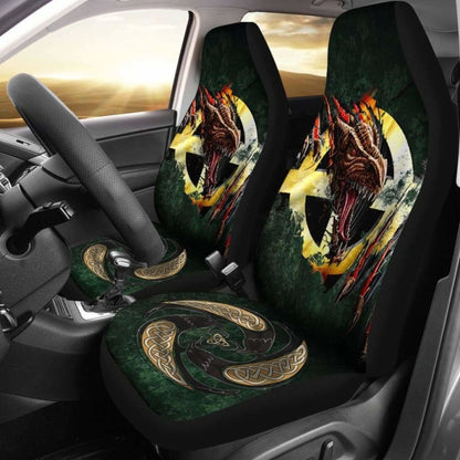 Celtic Cross Flag With Red Dragon Car Seat Covers