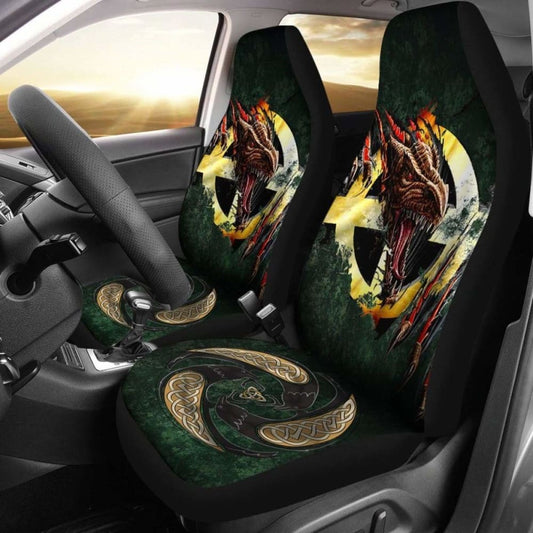 Celtic Cross Flag With Red Dragon Car Seat Covers