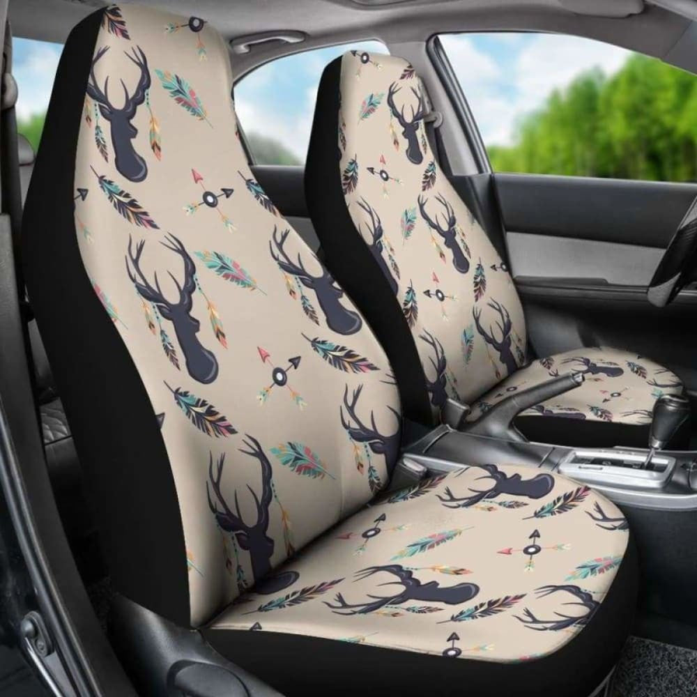 Boho Deer Feathers And Arrows Car Seat Covers Tan