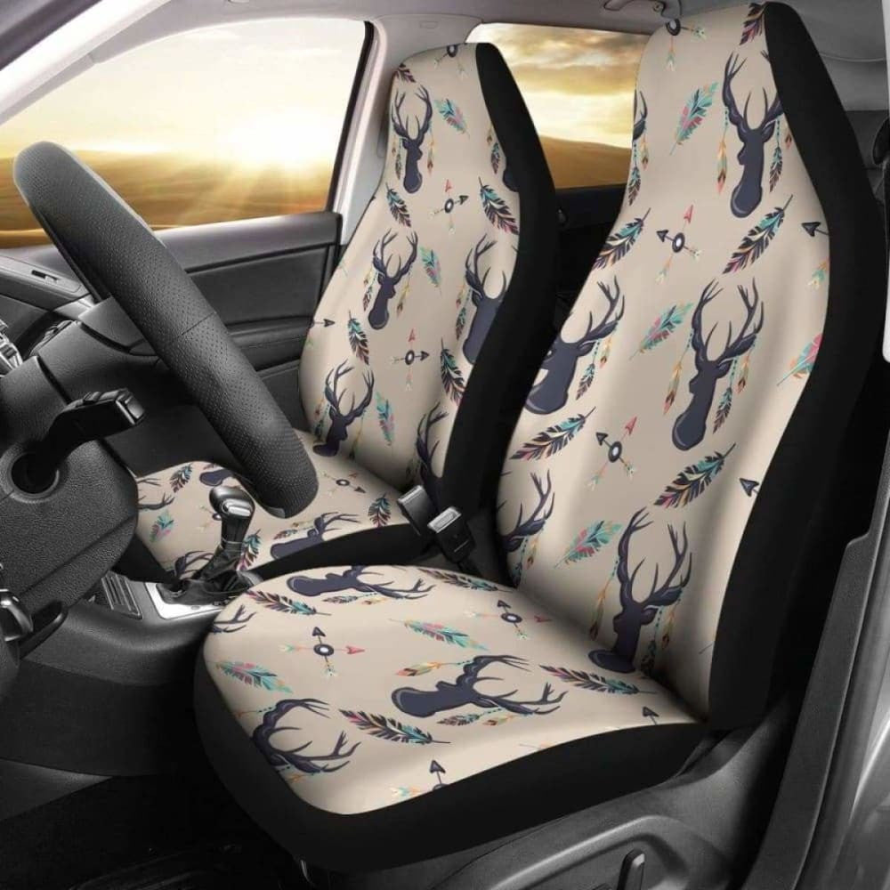 Boho Deer Feathers And Arrows Car Seat Covers Tan