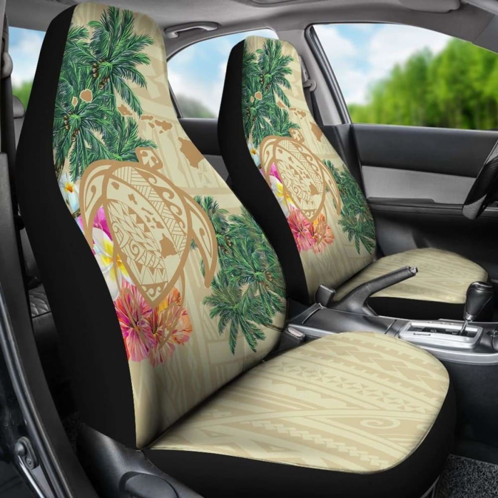 Hawaii Kanaka Maoli Polynesian Flowers Turtle Car Seat Covers - New -