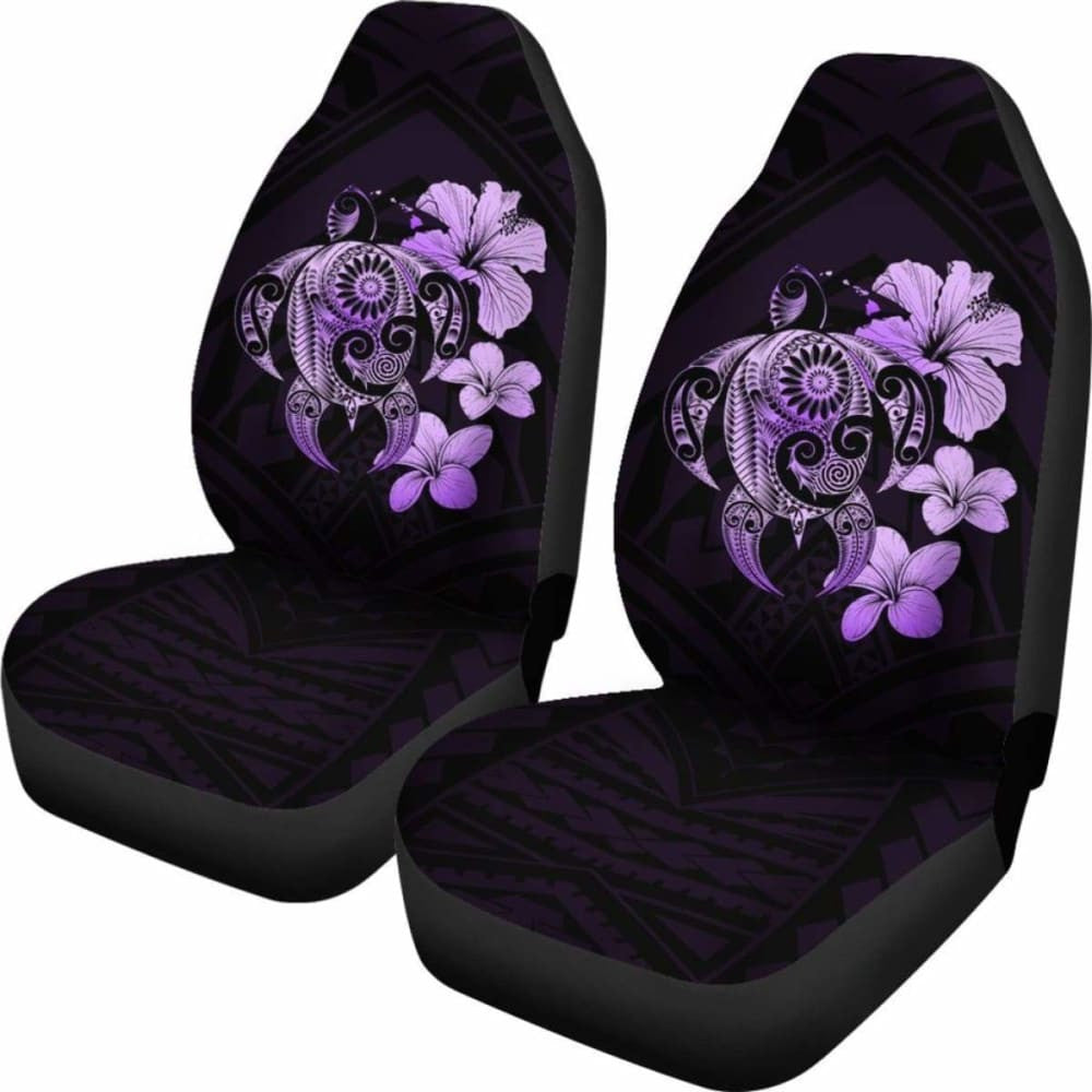 Hibiscus Plumeria Mix Polynesian Violet Turtle Car Seat Covers - New - Awesome