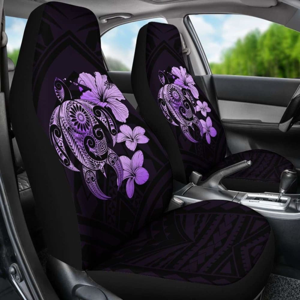 Hibiscus Plumeria Mix Polynesian Violet Turtle Car Seat Covers - New - Awesome