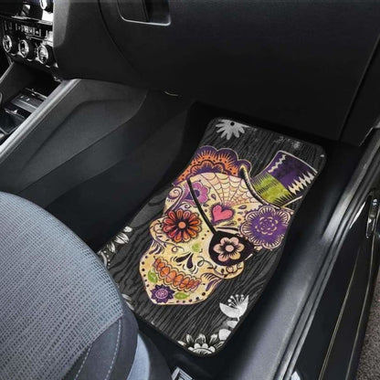 Set Of Halloween Sugar Skull Car Mats