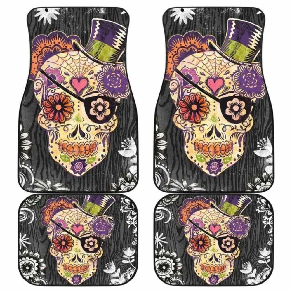 Set Of Halloween Sugar Skull Car Mats