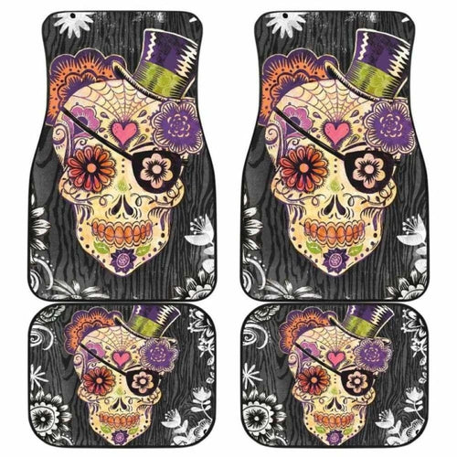 Set Of Halloween Sugar Skull Car Mats