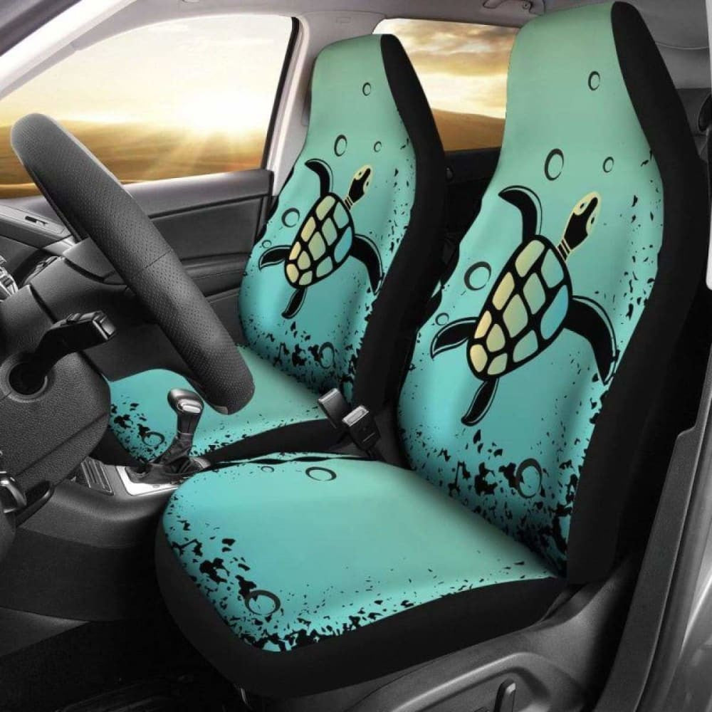 Turtle  Illustration Hawaiian Car Seat Covers Set Of