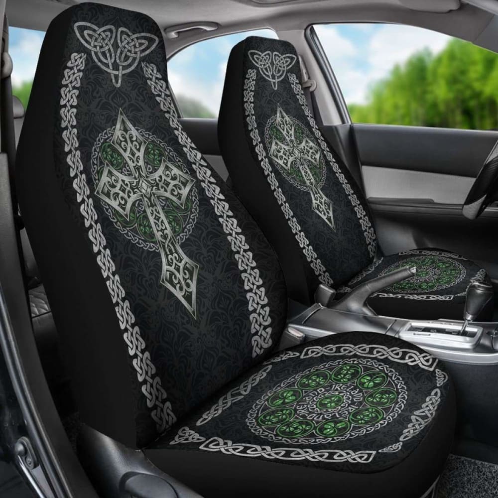 Celtic Cross And Shamrock Car Seat Covers ( Set Of )