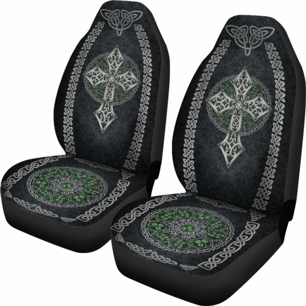 Celtic Cross And Shamrock Car Seat Covers ( Set Of )