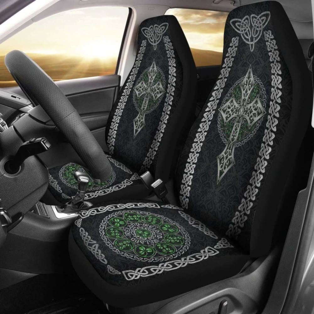 Celtic Cross And Shamrock Car Seat Covers ( Set Of )