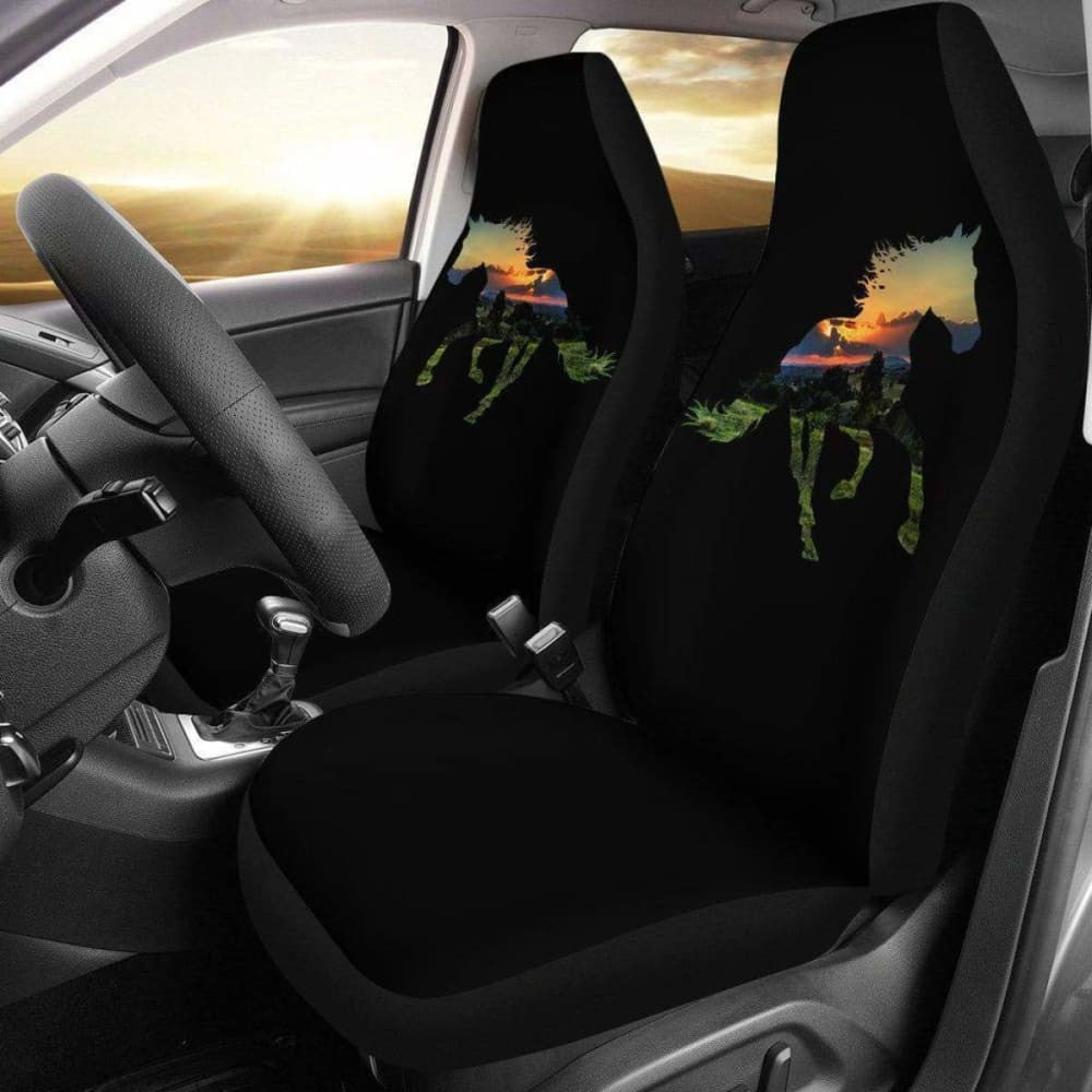 Quarter Horse Sunset Black Design Seat Covers