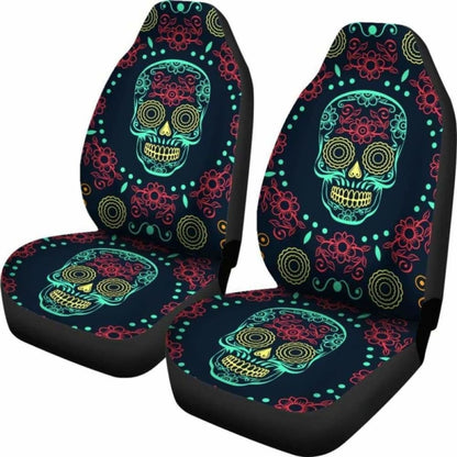Set Of Sugar Skull Car Seat Covers