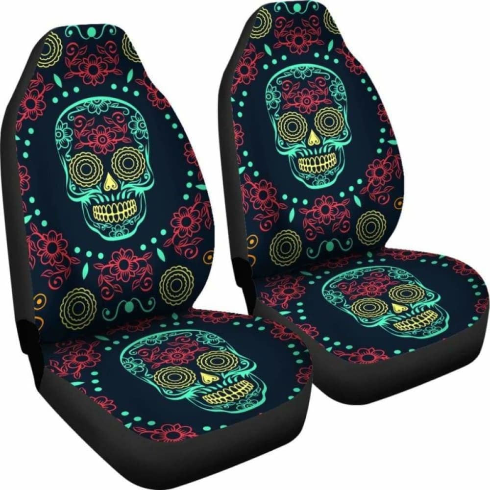 Set Of Sugar Skull Car Seat Covers