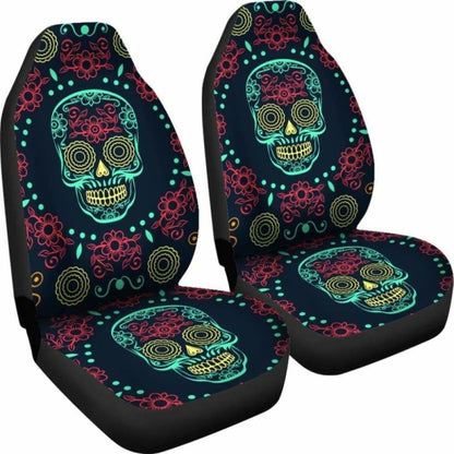 Set Of Sugar Skull Car Seat Covers