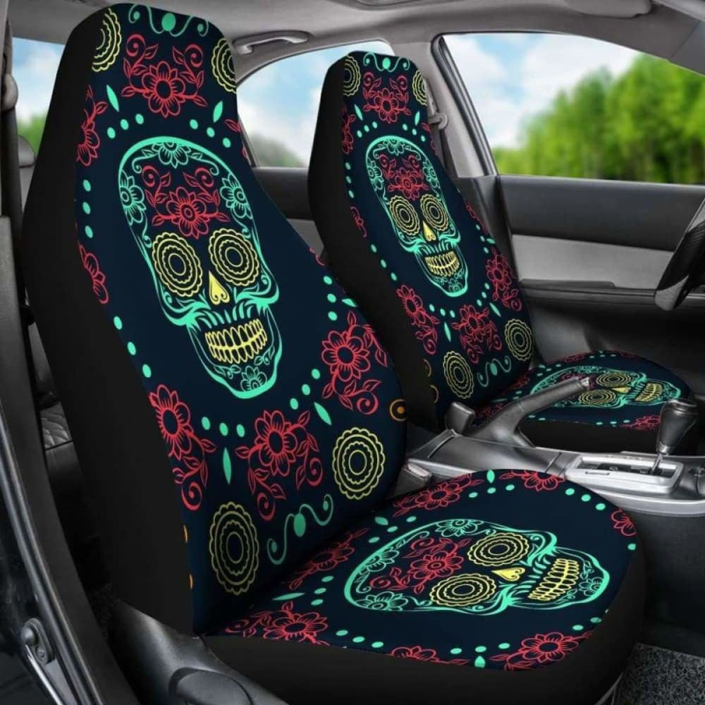 Set Of Sugar Skull Car Seat Covers