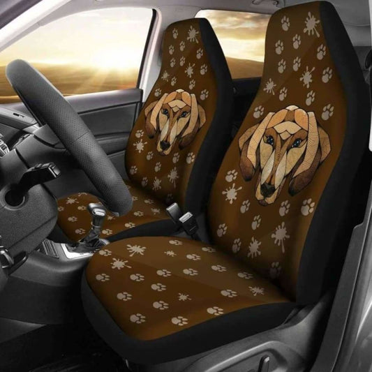 Dachshund Face Brown Car Seat Covers Awesome