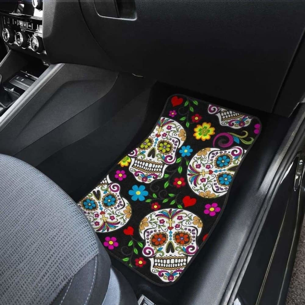 Set Of Sugar Skull Car Mats