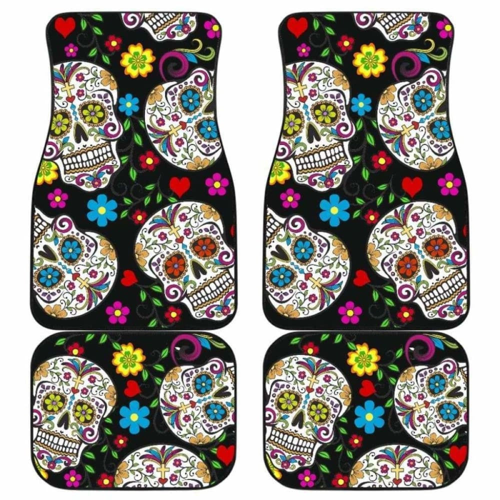 Set Of Sugar Skull Car Mats