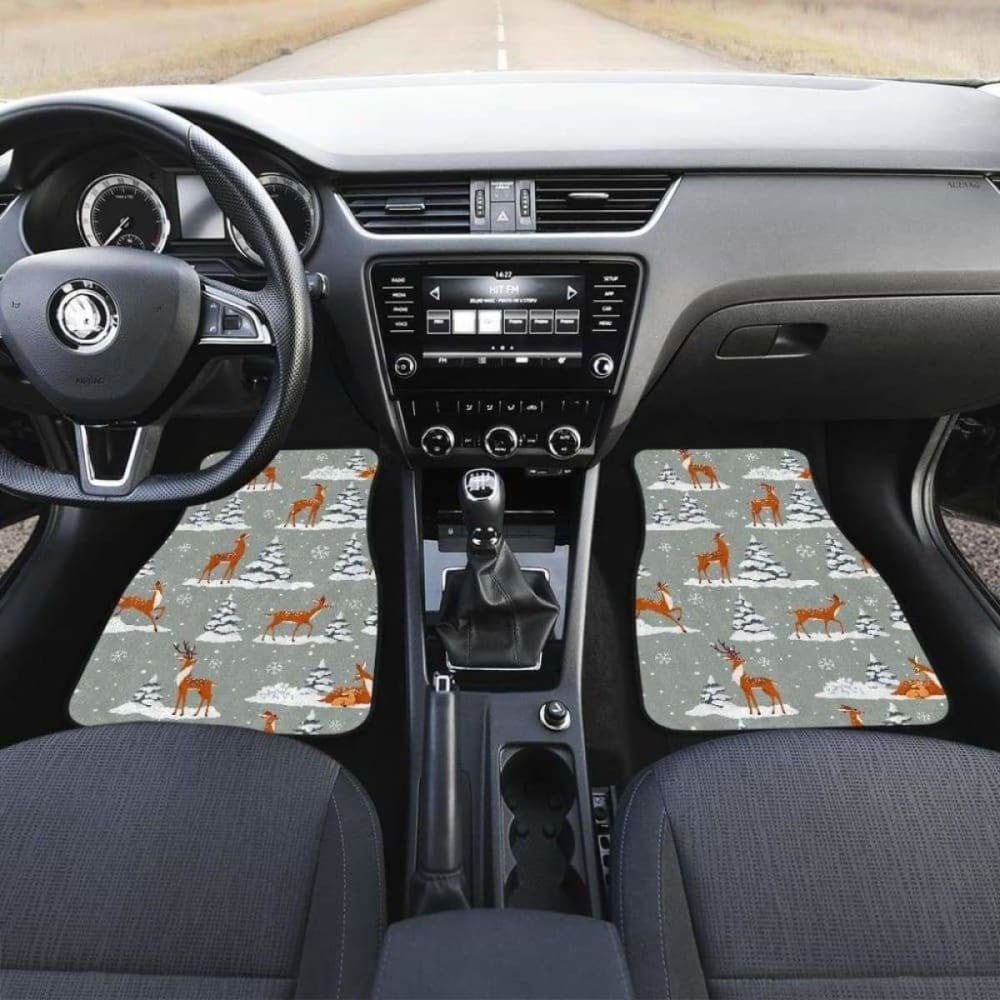 Beautiful Deers Winter Christmas Front And Back Car Mats