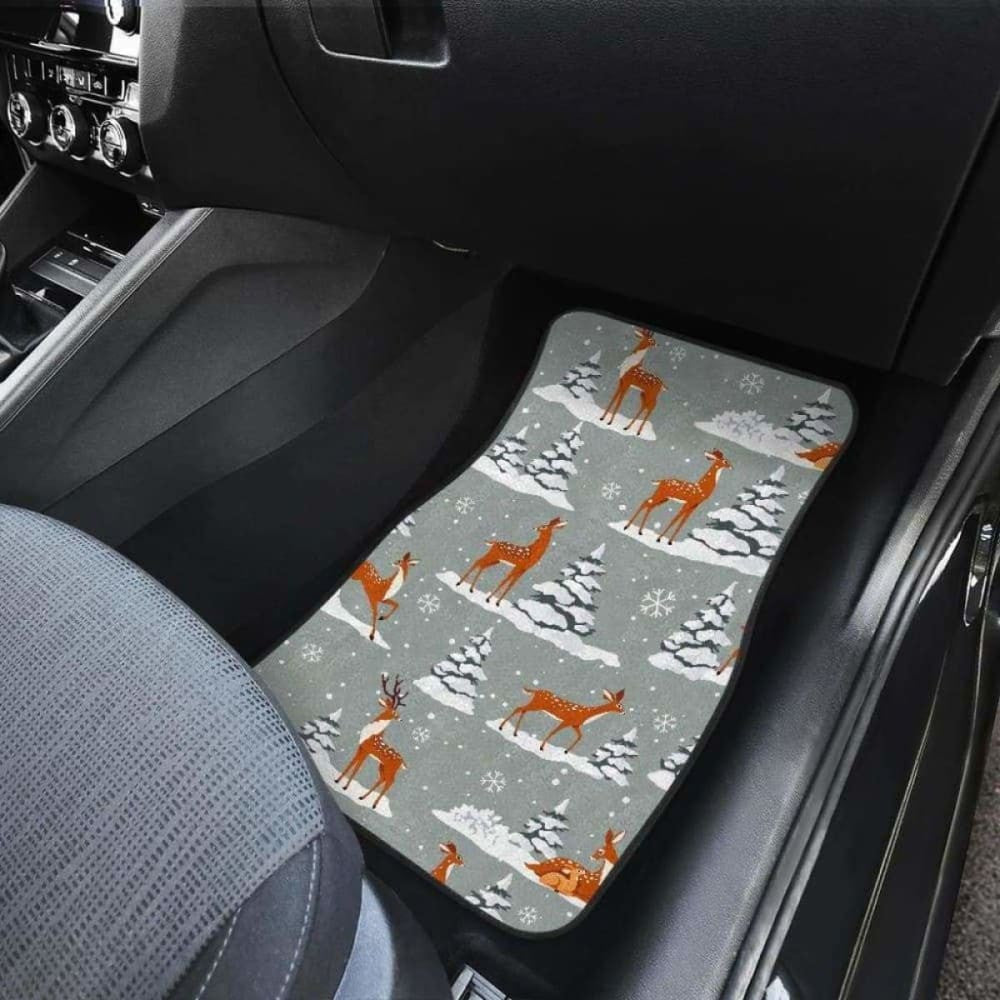 Beautiful Deers Winter Christmas Front And Back Car Mats