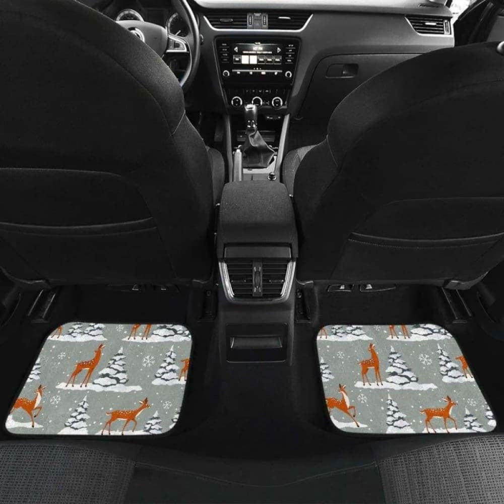 Beautiful Deers Winter Christmas Front And Back Car Mats