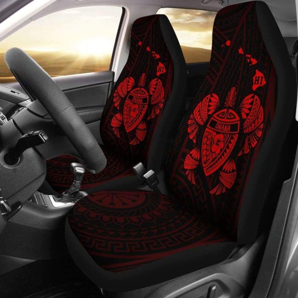 Hawaii Turtle Hibiscus Map Car Seat Covers - Red - New -