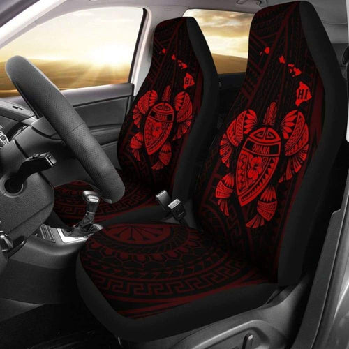 Hawaii Turtle Hibiscus Map Car Seat Covers - Red - New -