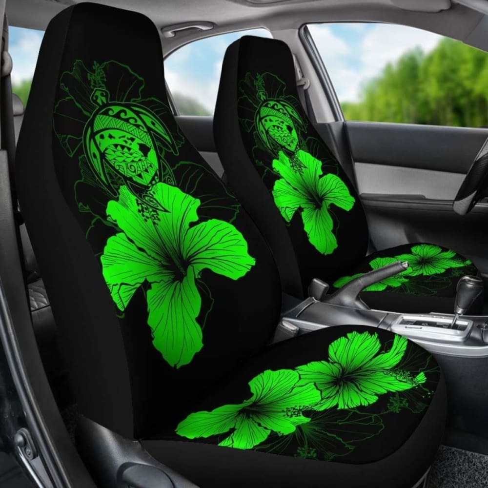 Hawaii Hibiscus Car Seat Cover - Turtle Map - Green - New