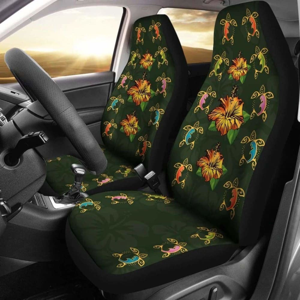 Turtle And Hibiscus Car Seat Covers - New