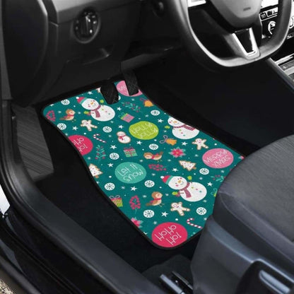 Snowman Bird Decorative Elements Christmas Pattern Front And Back Car Mats