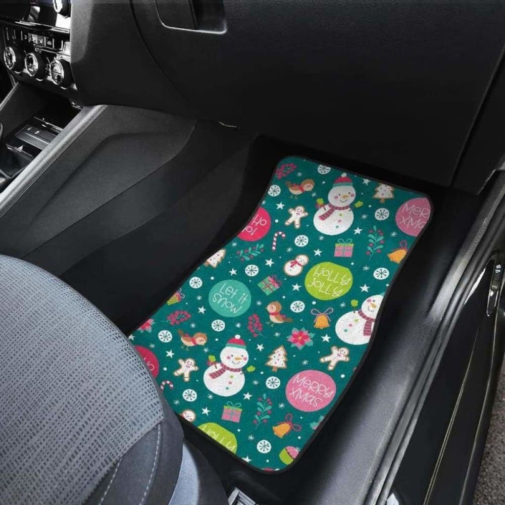 Snowman Bird Decorative Elements Christmas Pattern Front And Back Car Mats