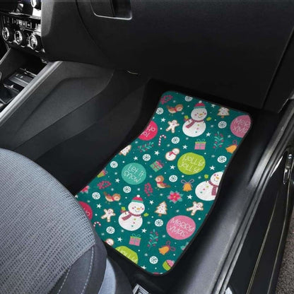 Snowman Bird Decorative Elements Christmas Pattern Front And Back Car Mats