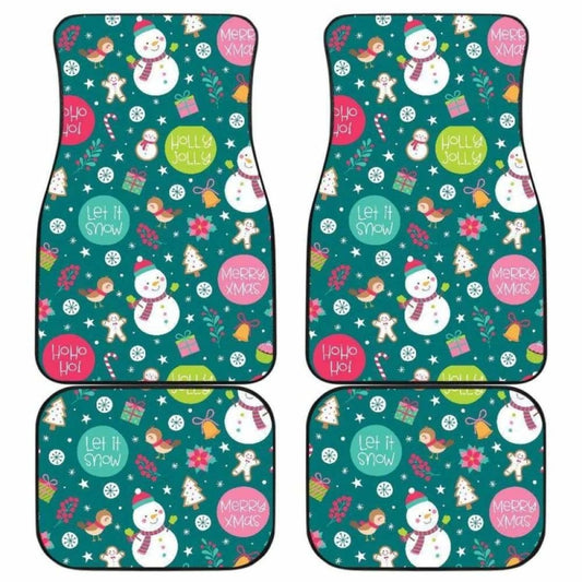 Snowman Bird Decorative Elements Christmas Pattern Front And Back Car Mats