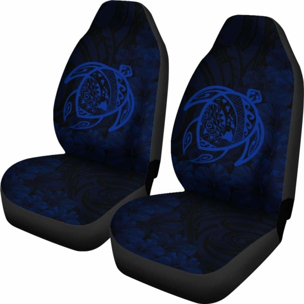 Alohawaii Car Seat Covers - Hawaii Turtle Map Hibiscus Poly Blue - New Awesome