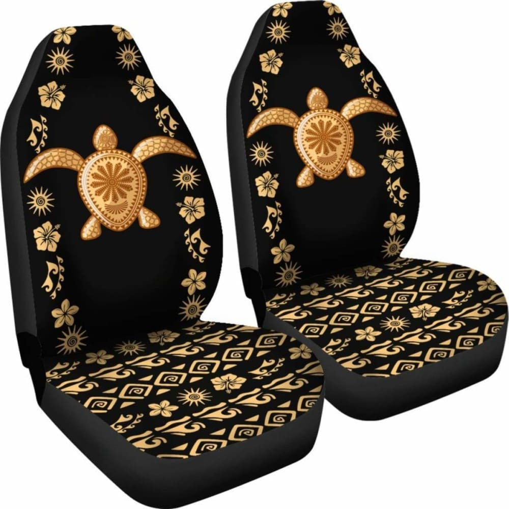 Turtle And Plumeria Hawaiian Car Seat Covers Set Of